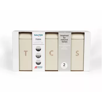 Salter BW13729OEU7 Pebble 3-delige voorraaddozen set stone, beige