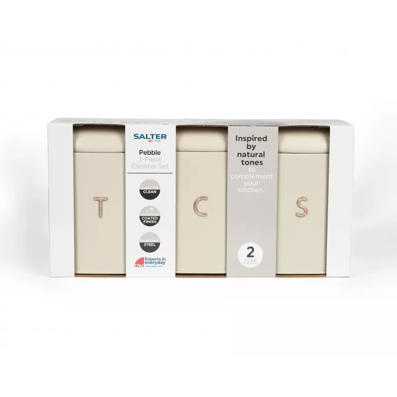 Salter BW13729OEU7 Pebble 3-delige voorraaddozen set stone, beige