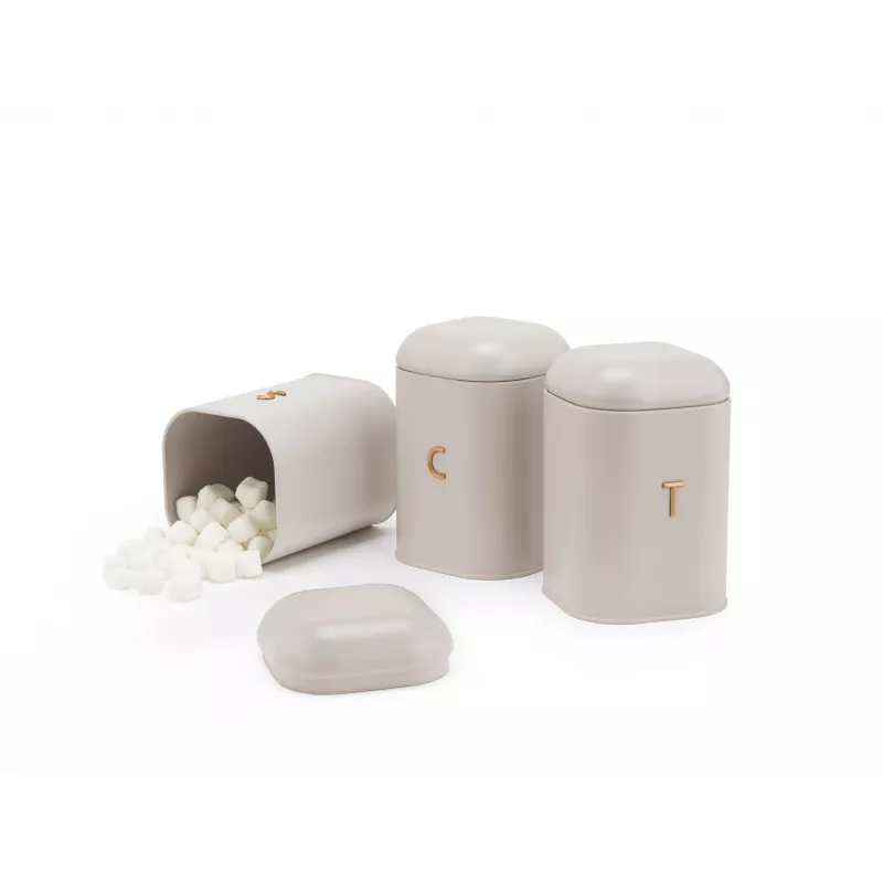Salter BW13729OEU7 Pebble 3-delige voorraaddozen set stone, beige