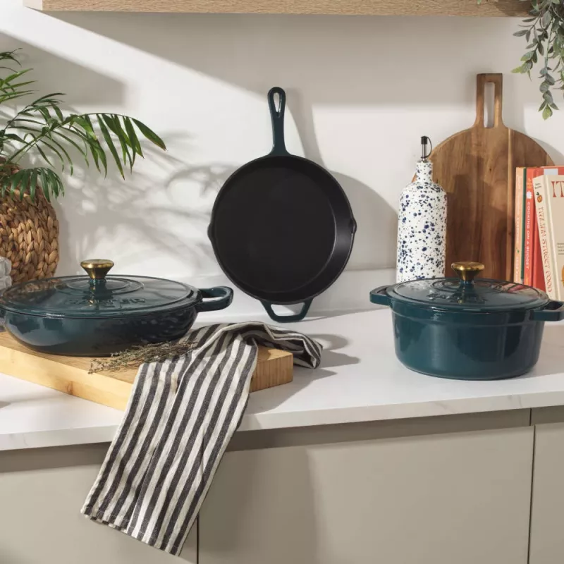 Salter BW13772GR Chester 2.8L ondiepe gietijzeren kasserol 30 cm, groen