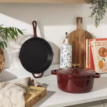 Salter BW13773R gietijzeren koekenpan 26 cm, rood