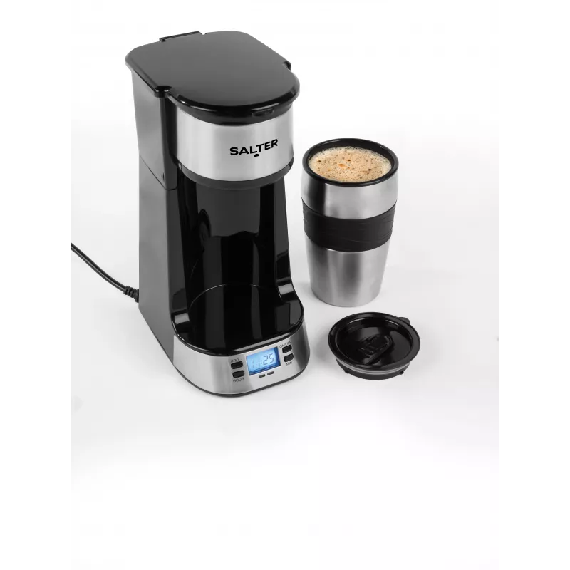 Salter EK2732FVDE digitaal koffiezetapparaat, voor één kop, met reisbeker van 420 ml