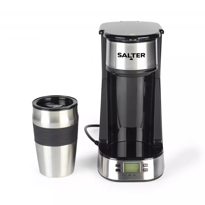 Salter EK2732FVDE digitaal koffiezetapparaat, voor één kop, met reisbeker van 420 ml