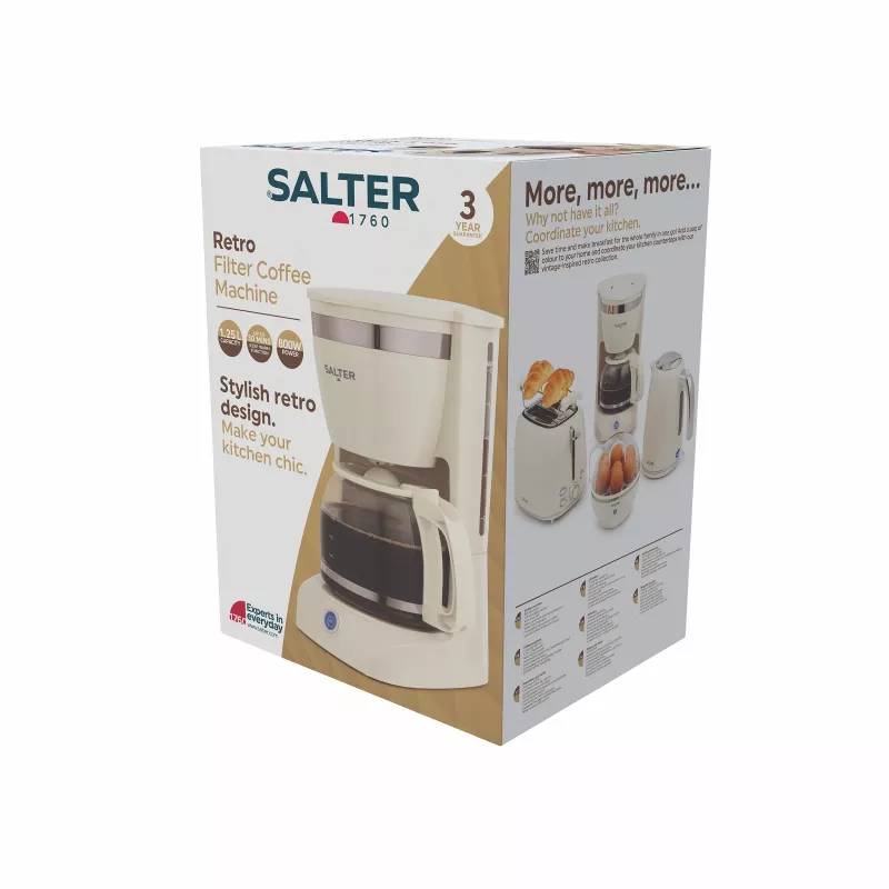 Salter EK6695CRMVDE retro filterkoffiezetapparaat 1,25 l 900 W crème