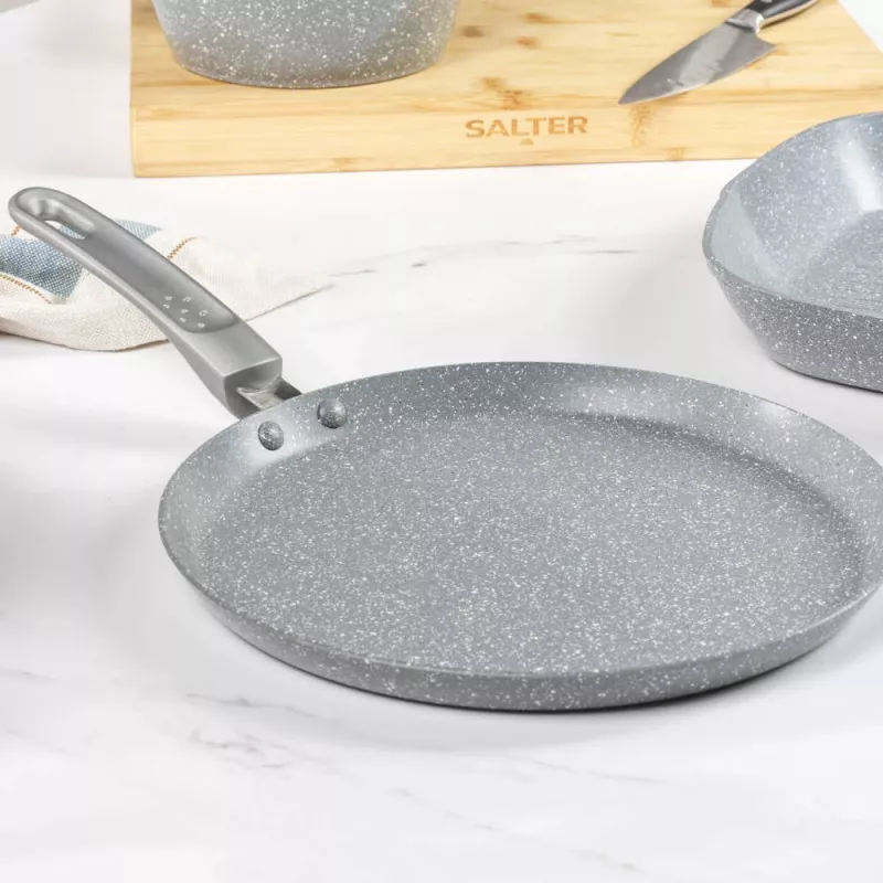 Salter Marblestone 25cm pannenkoekenpan - ultra antiaanbak, geschikt voor inductie, grijs