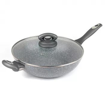 Salter Marblestone wok 28cm grijs - gesmeed aluminium, antiaanbaklaag, geschikt voor inductie