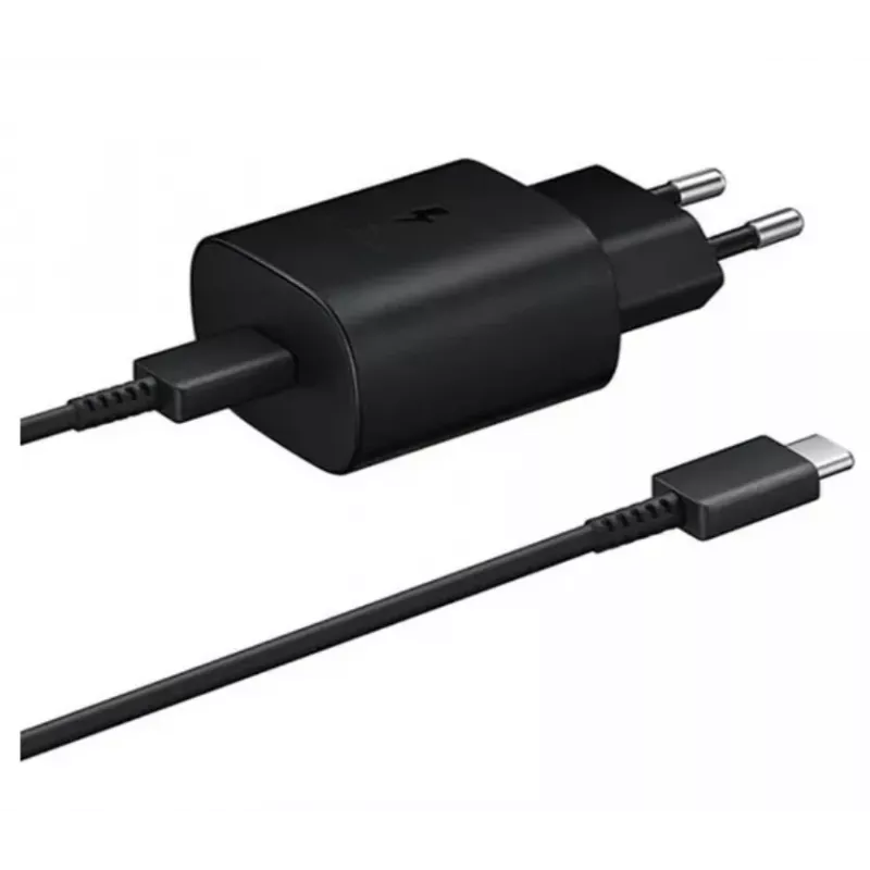 Samsung 25W USB-C super-snellader reisadapter met USB-C-naar-USB-C-kabel - zwart