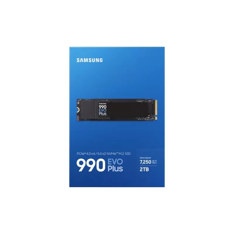 Samsung 990 EVO Plus SSD, 2 TB, M.2, PCIe 4.0, 7150 MB/s, 1350000 IOPS, zwart