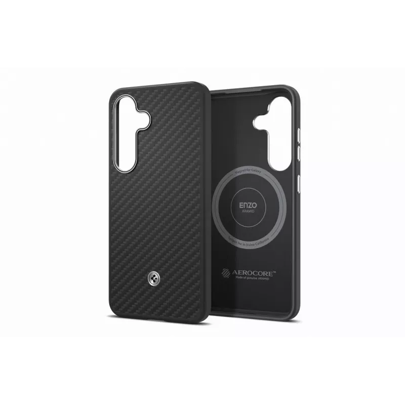 Samsung GP-FPS931PGABW Enzo Aramid Case voor Samsung Galaxy S25, Zwart Zilver