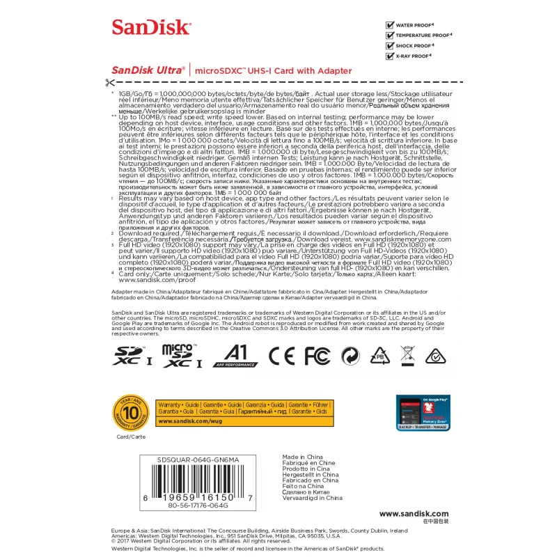 SanDisk Ultra 64GB microSDXC geheugenkaart met SD-adapter