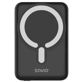 Savio BA-12 magnetische draadloze powerbank 10000 mAh zwart