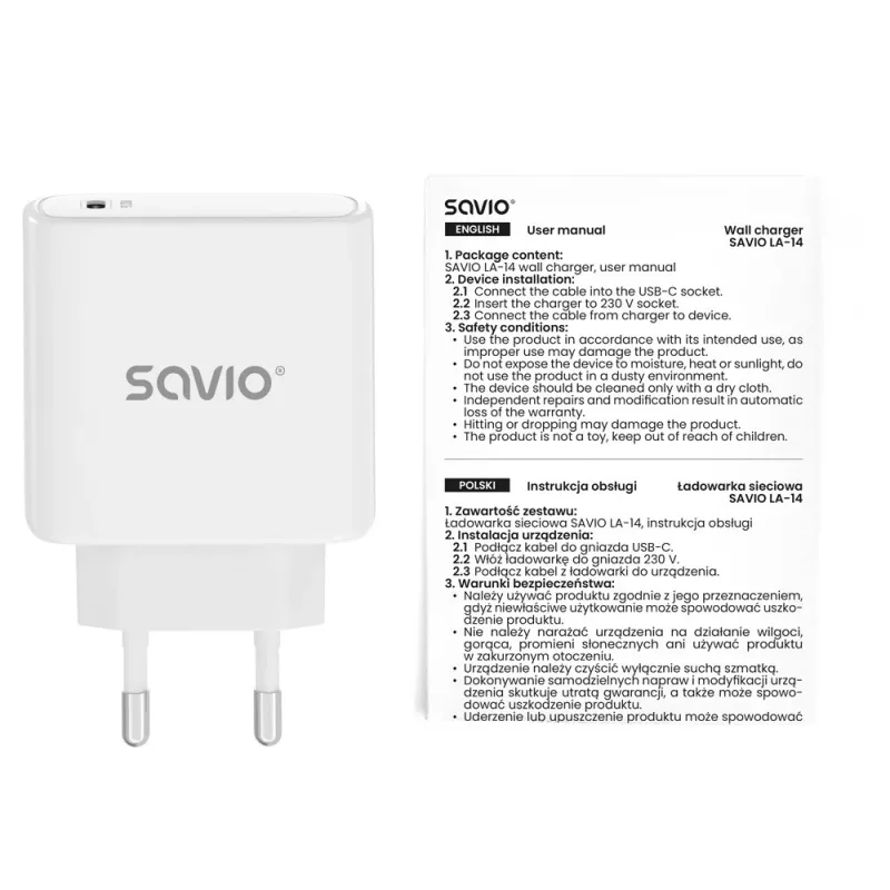SAVIO LA-14 20W wandlader met Power Delivery 3.0