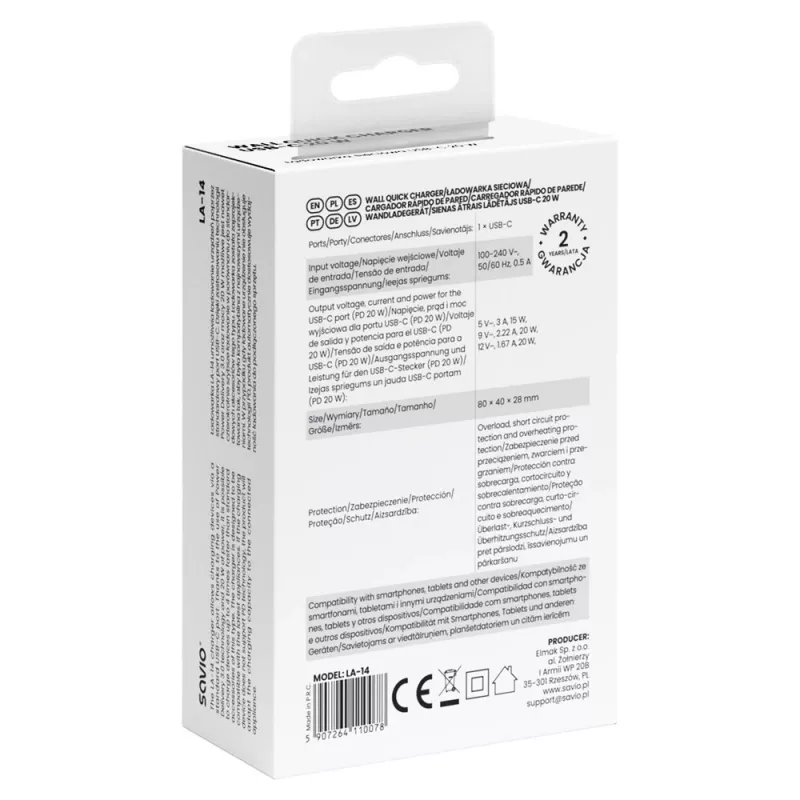 SAVIO LA-14 20W wandlader met Power Delivery 3.0