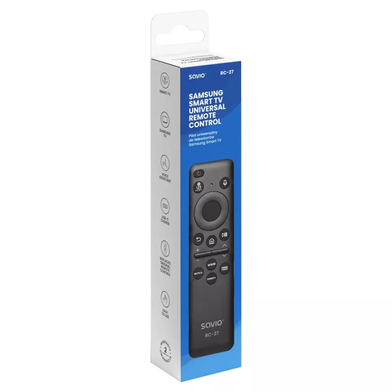 SAVIO RC-27 universele vervangende afstandsbediening voor Samsung Smart TV – zwart