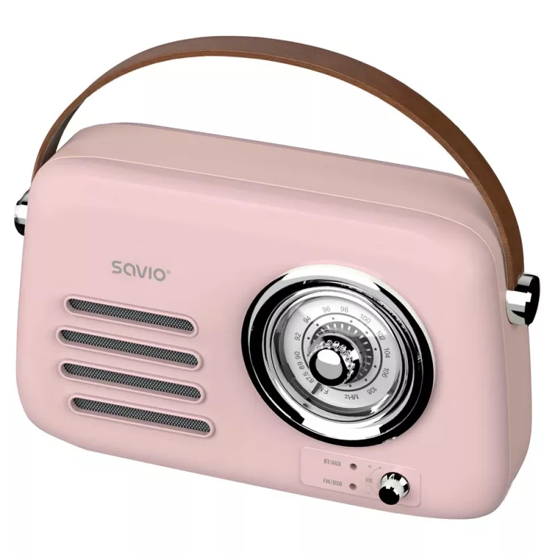 SAVIO RS-03 draagbare radio FM/AM met MP3 USB/SD-weergave, roze
