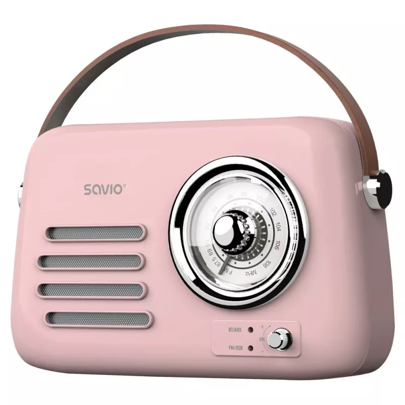 SAVIO RS-03 draagbare radio FM/AM met MP3 USB/SD-weergave, roze