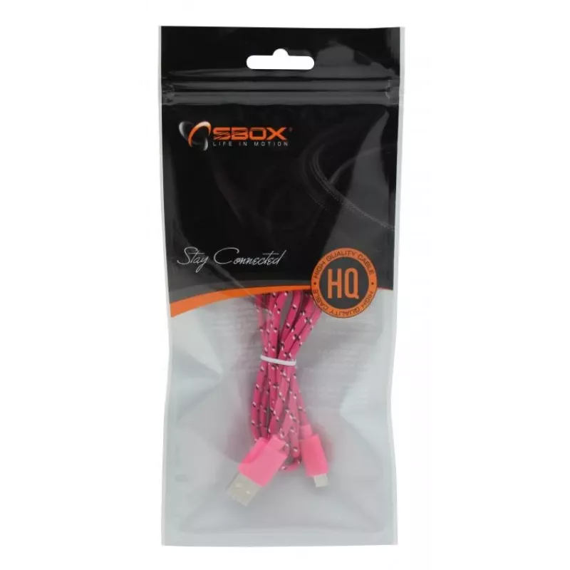 SBOX USB-1031P USB-naar-micro-USB-kabel 1m roze