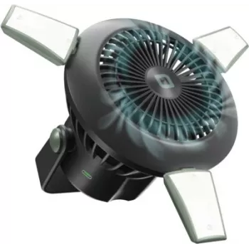 SBS draagbare ventilator met 4000mAh powerbank, LED-licht en zonne-oplading