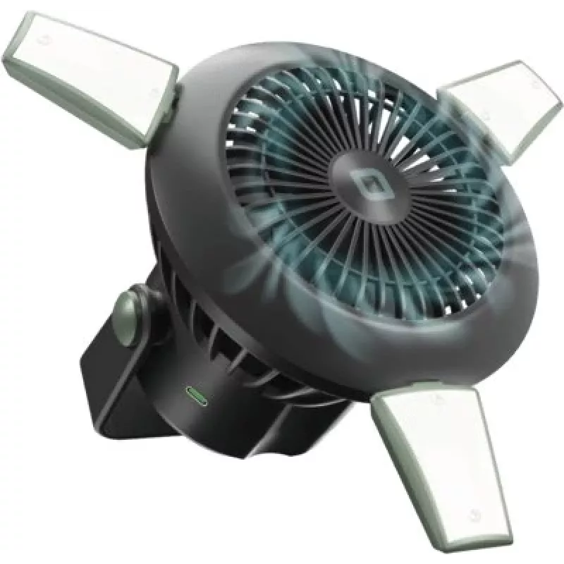 SBS draagbare ventilator met 4000mAh powerbank, LED-licht en zonne-oplading
