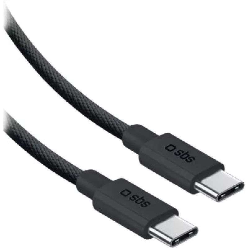 SBS USB-C naar USB-C nylonkabel 2m 240W zwart