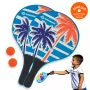 SCHILDKRÖT beach-paddle-balset, 4-delig, 2 gelakte houten bats, 2 rubberen ballen, 378 mm 970157
