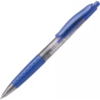 Schneider Gelion 1 drukbalpen met klikmechanisme - blauwe inkt, medium 1,0 mm, transparante blauwe behuizing, ambidexter greep 101003
