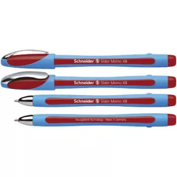 Schneider Slider Memo XB balpen, rood/blauw, extra breed 1,4 mm, gerubberd, RVS-punt, 10-pack 150202