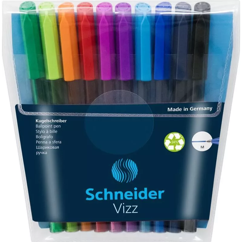 Schneider Vizz M balpen set met 10 verschillende kleuren medium 102290