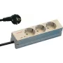 SCHROFF STDL Schuko-stekkerdoos, 3 stopcontacten, 184 mm, aluminium, zilver/zwart 60110200