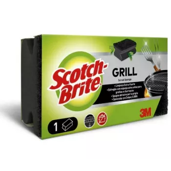 Scotch-Brite BBQ grillreiniger zwart extra sterk schuurpad met nagelvriendelijke greepstrip, 1 stuk (GNS1N)