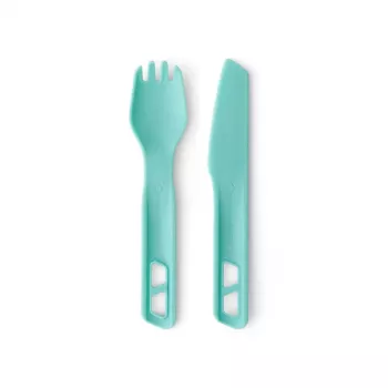 Sea To Summit Passage bestekset blauw - 3-delig kampeergerei (vork, lepel, mes) - glasvezelversterkt nylon - BPA-vrij - vaatwasserbestendig - stapelbaar design met mini-karabijnhaak