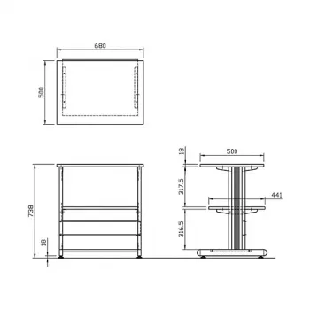 SECOMP Roline printerstandaard op wielen, grijs/wit/lichtgrijs, 2 plateaus, 500x400x600 mm 17.01.1089