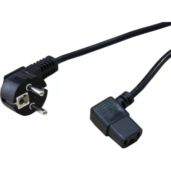 SECOMP STANDARD netkabel met haakse IEC C13 stekker, CEE 7/7 naar IEC C13, 1,8 m, zwart S2307