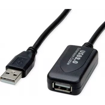 SECOMP STANDARD USB 2.0 actieve verlengkabel met repeater, zwart, 15 m (S3116)