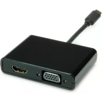 SECOMP STANDARD USB-C naar HDMI + VGA display-adapter, 4K HDMI, 1080p VGA, zwart, 0,1m S3250