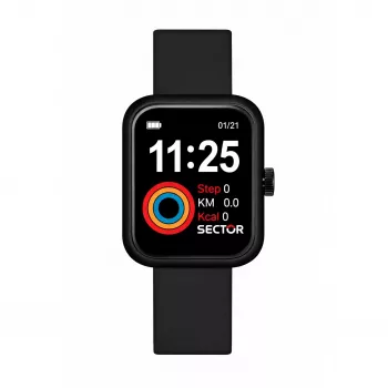 SECTOR Expander 90 unisex quartz horloge 39 mm roestvrij staal zwarte wijzerplaat siliconen band R3251282001
