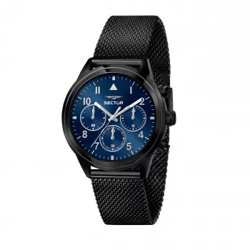 SECTOR herenhorloge R3253540010 40mm zwarte wijzerplaat siliconen band