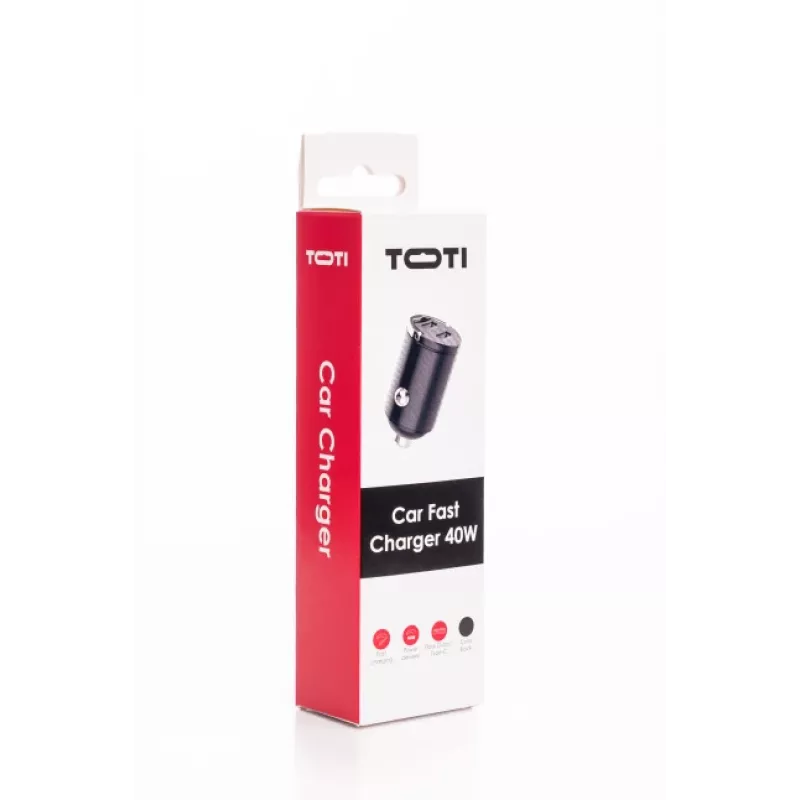 SEEK TOTI 40W dual Type-C-poort auto-snellaadapter, zwart