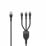 SEEK TOTI USB-A naar micro-USB / USB-C / Lightning 1,5m gevlochten kabel 2A (non-MFI) zwart