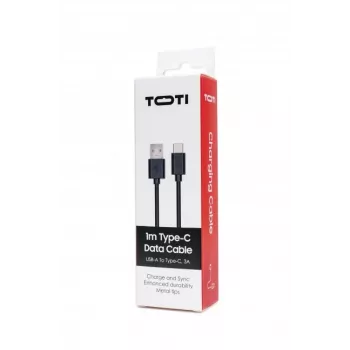 SEEK TOTI USB-A naar Type-C, 1m PVC-datakabel 3A, zwart
