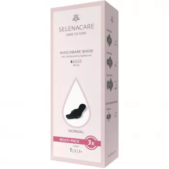 Selenacare wasbare inlegkruisjes (3-pack) - reguliere sterkte, bamboekool, herbruikbaar maandverband