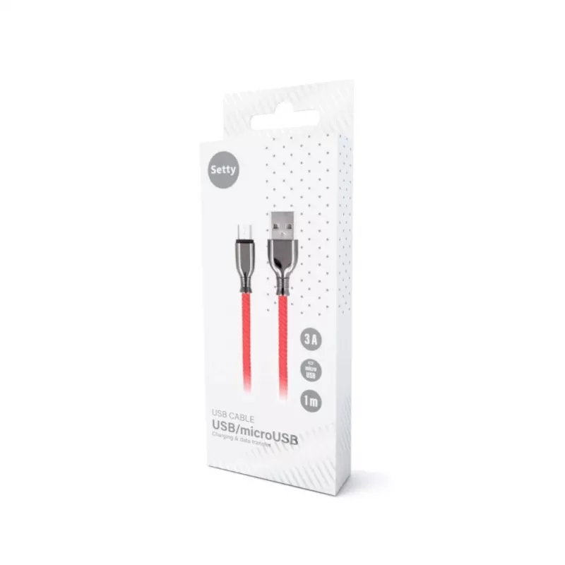 Setty USB-A naar micro-USB kabel 1,0 m 3A snelladen rood FC-M
