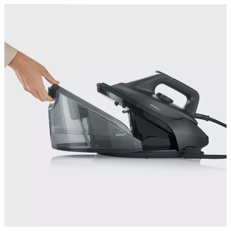 Severin BA 3192 stoomstrijkstation, 2400W, keramische zoolplaat, 160 g/min stoom, 450 g/min stoomstoot, mat zwart