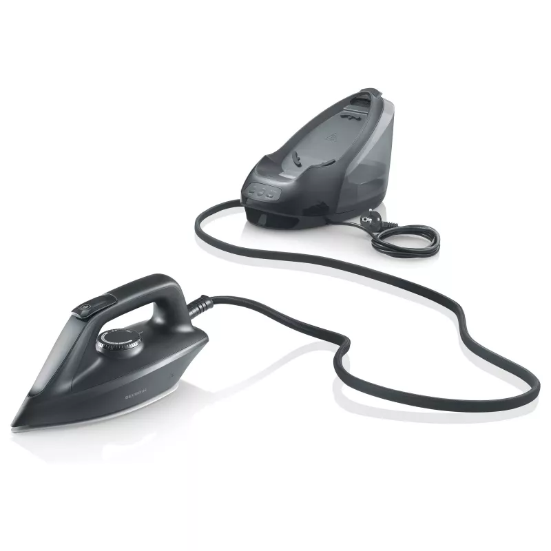 Severin BA 3192 stoomstrijkstation, 2400W, keramische zoolplaat, 160 g/min stoom, 450 g/min stoomstoot, mat zwart