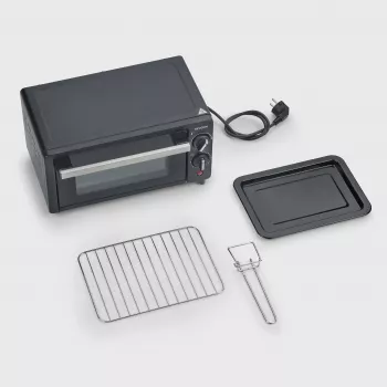 Severin TO 2062 mini-oven, 9 L, 800 W, met rotisserie, geborsteld RVS/zwart