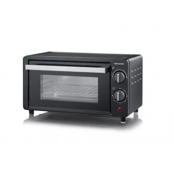 Severin TO 2062 mini-oven, 9 L, 800 W, met rotisserie, geborsteld RVS/zwart