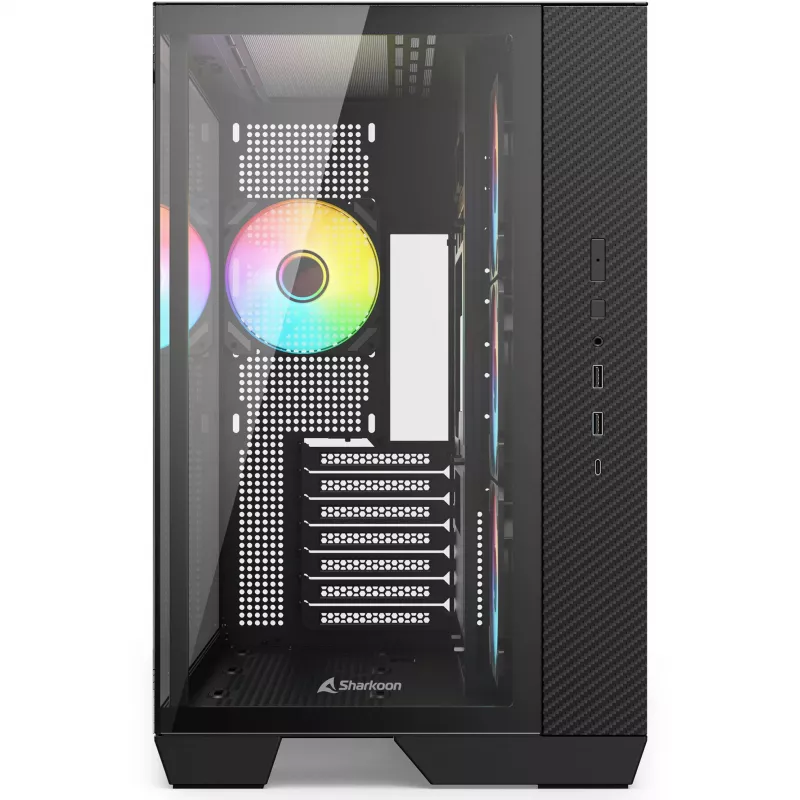 Sharkoon Steel Shark Black Tempered Glass x2 Mid-Tower behuizing