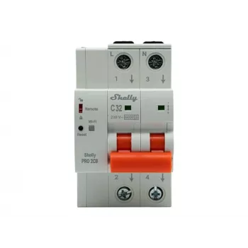 Shelly Pro 2CB C32 slimme miniatuur-leidingbeveiliging, 2-polig, 32A, WLAN, LAN, Bluetooth