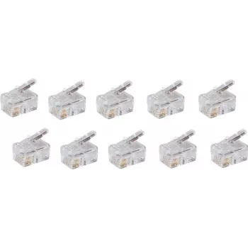 SHIVERPEAKS BASIC-S modulaire stekker RJ10/RJ14 4P4C ongeïsoleerd, vergulde contacten, 10 stuks BS72039-10