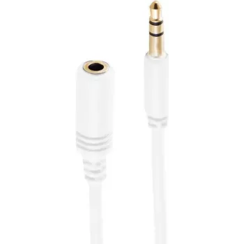 SHIVERPEAKS BASIC-S Super Slim 3,5mm stereo-audio-verlengkabel, stekker naar bus, verguld, wit, 1,5m (BS33982-W)